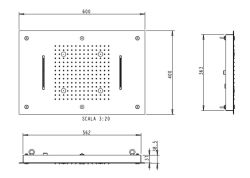 Deszczownica natryskowa prostokątna 60x40 cm stal nierdzewna Sphera Sky SD4956643CR - rysunek techniczny