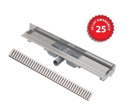 Przejdź do produktu Odpływ liniowy niski 100 cm do zabudowy przy ścianie 5,5 cm wysokości Alcaplast APZ104 z rusztem PURE APZ104-950-PURE-950 stal połysk