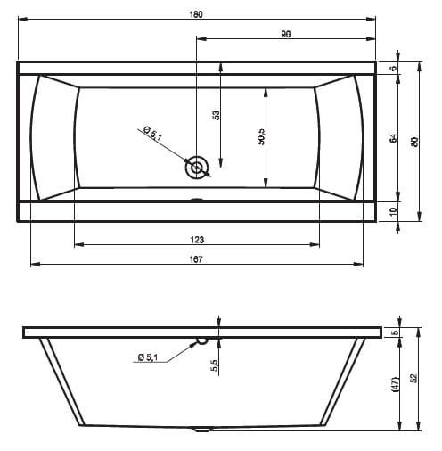 Wanna prostokątna 180x80cm do zabudowy Riho Julia B025001005 biały połysk