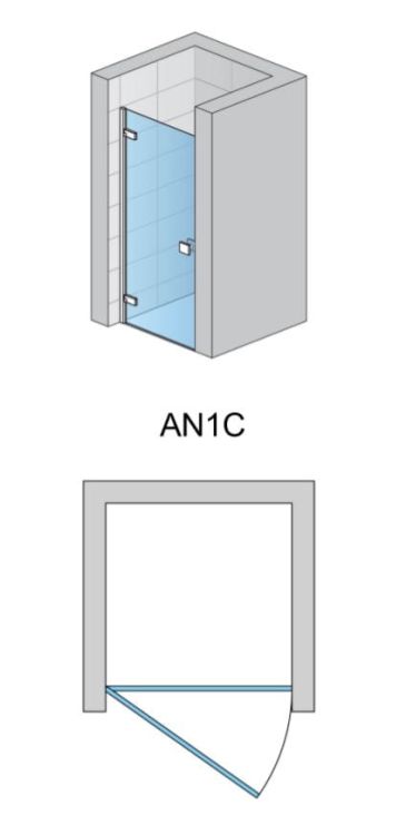 Drzwi prysznicowe wnękowe 70 cm SanSwiss Annea AN1C  rys.tech.