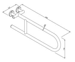 Uchwyt dla niepełnosprawnych półokrągły stały 60 cm ANDEX 800CC rysunek techniczny