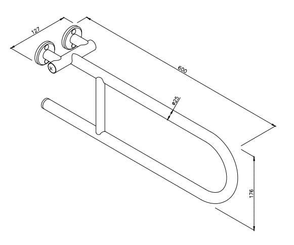 Uchwyt dla niepełnosprawnych półokrągły stały 60 cm ANDEX 800CC rysunek techniczny