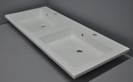 Przejdź do produktu Umywalka podwójna konglomeratowa 160x60 cm na szafkę Basic160/2