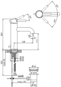 Bateria umywalkowa Steinberg seria 100 chrom 1001755