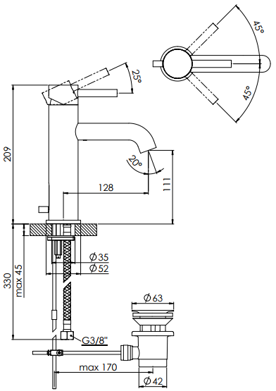 Bateria umywalkowa Steinberg seria 100 chrom 1001755