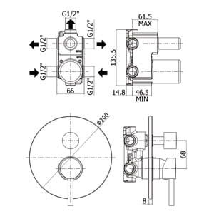 Bateria prysznicowa podtynkowa 3-drożna Paffoni Stick SK019CR
