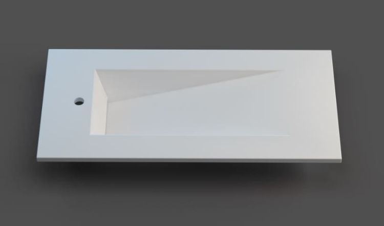 Asymetryczna umywalka Solid Surface na indywidualny wymiar z misą Slide 66x30SOL