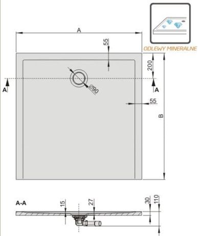 Przejdź do produktu Sanplast Space Mineral B-M/SPACE Brodzik prostokątny 70x150 cm 645-290-0180-01-000