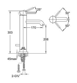 Bateria umywalkowa wysoka Steinberg seria 100 chrom 1001710