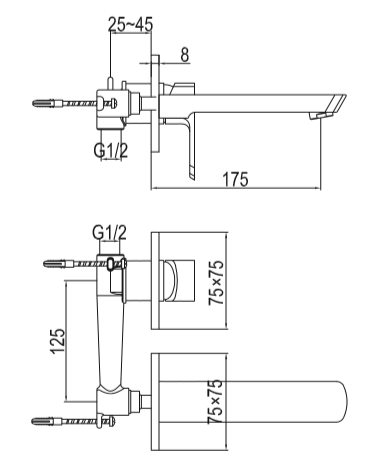 Bateria umywalkowa podtynkowa Kohlman Foxal QW180F chrom rys. tech.