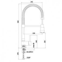 Bateria zlewozmywakowa chrom Paffoni Stick SK176CR rysunek techniczny