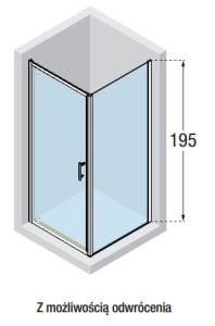 Novellini Kali Kabina prysznicowa 100x80 cm, drzwi KALIG96-1B + ścianka stała KALIF76-1B rysunek techniczny