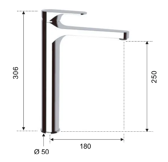 Bateria umywalkowa 31 cm wysoka z długą wylewką Sapho Corneli CE07 chrom