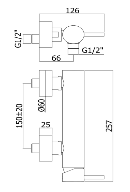 Bateria prysznicowa ścienna ze słuchawką prysznicową Paffoni Light LIG168D