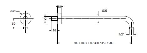 Ramię do deszczownicy retro 35 cm okrągłe Sphera BD6045353CR