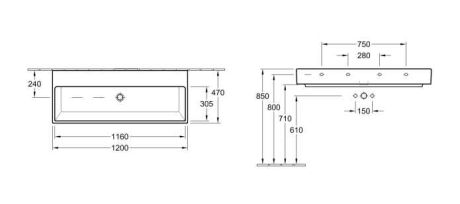 Przejdź do produktu Villeroy&Boch Memento Umywalka 120x47 cm bez otworu na armaturę 5133C3R1