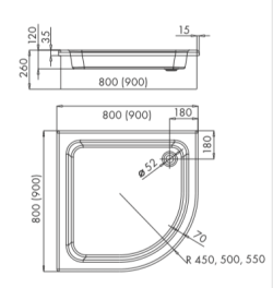 Brodzik półokrągły 90x90x26cm Schedpol Grawello 3.014 R55
