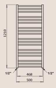 PMH Sorano SV3W Grzejnik łazienkowy biały 50x121 cm rysunek techniczny.