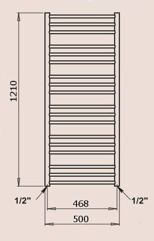 PMH Sorano SV3W Grzejnik łazienkowy biały 50x121 cm rysunek techniczny.