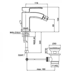 Bateria bidetowa Paffoni Level LES131CR