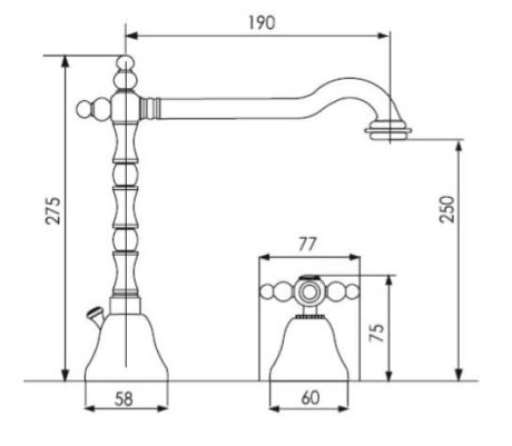 Przejdź do produktu Bateria umywalkowa Retro 3-otworowa wysoka Giulini Parigi 7312 bronzo
