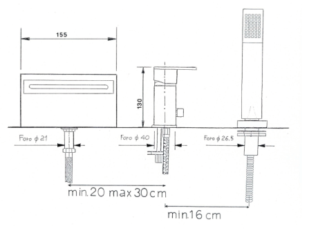 Przejdź do produktu Bateria wannowa 3-elementowa ze słuchawką i wylewką kaskadową Reitano Mastermax 3931 chrom