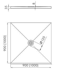 Brodzik kwadratowy 90x90x3,5cm Schedpol De Luxe 3.040