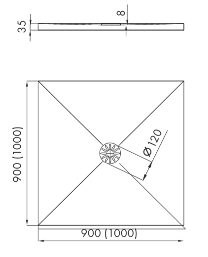 Brodzik kwadratowy 90x90x3,5cm Schedpol De Luxe 3.040
