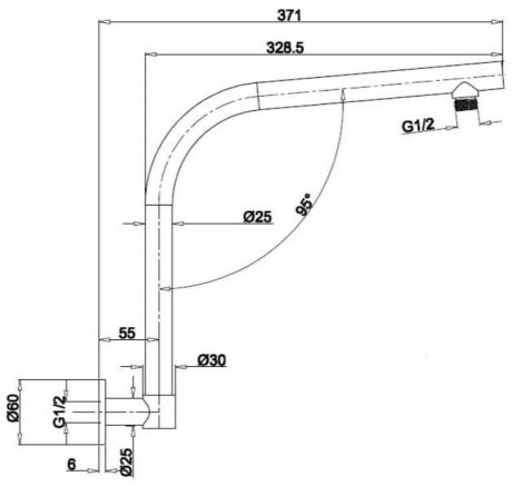 Przejdź do produktu Ramię podwyższające do deszczownicy obrotowe 371 mm Sapho 9005