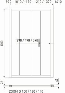 Drzwi prysznicowe wnękowe 100x190 cm Kerra Zoom D100
