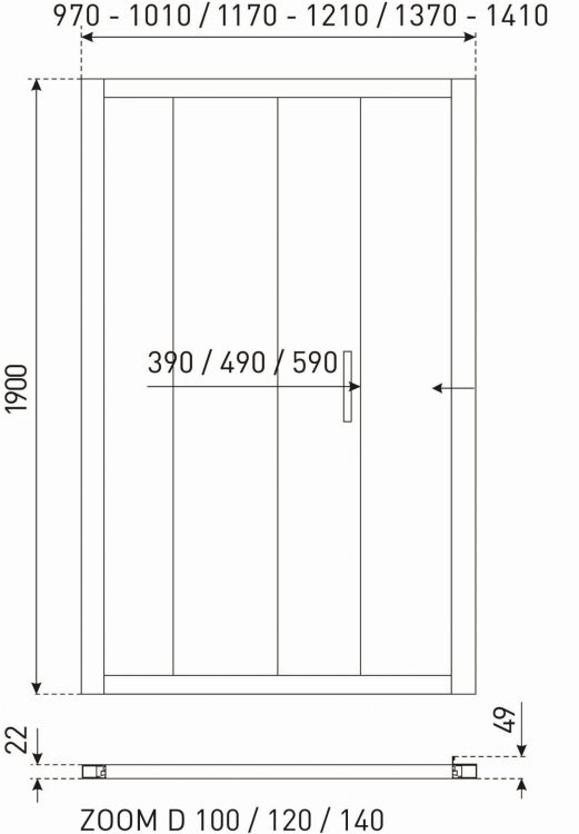 Drzwi prysznicowe wnękowe 100x190 cm Kerra Zoom D100