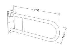 Uchwyt łazienkowy dla osób niepełnosprawnych 75 cm łukowy uchylny stal nierdzewna połysk Makoinstal PSP 675 rys. tech.