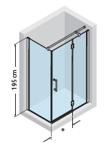 Kabina prysznicowa 70x95 cm z drzwiami i ścianką stałą Novellini Modus MODUSGF70+MODUSF95-1K 