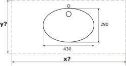 Umywalka na wymiar z misą Elipse 43 rys. tech.