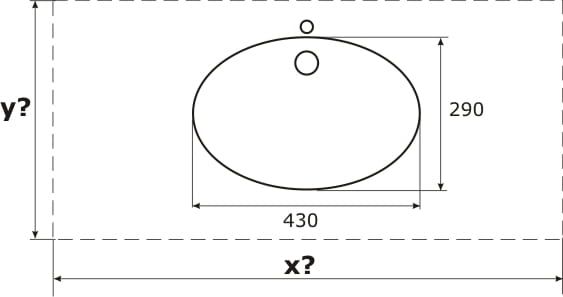 Umywalka na wymiar z misą Elipse 43 rys. tech.