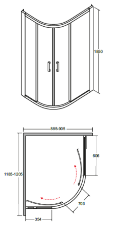 Przejdź do produktu Kabina prysznicowa asymetryczna 120x90x185 cm Besco Modern 185 MA-120-90-C