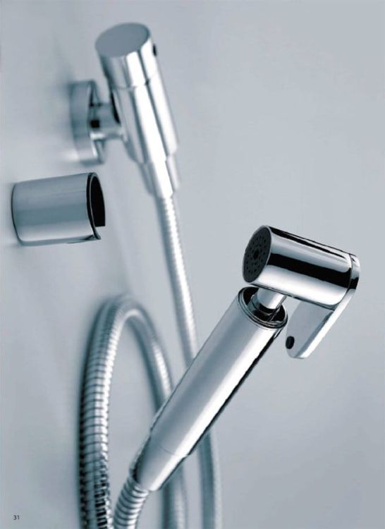 Bidetka słuchawka bidetowa z baterią i uchwytem komplet chrom Sapho 5540+209-02+1205-01+FLEX100 chrom