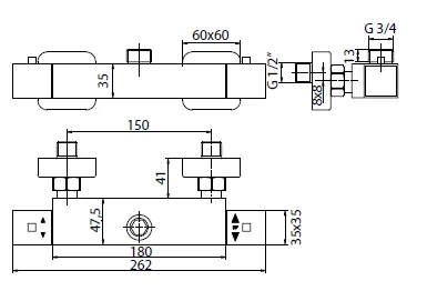 Sphera Docce Zestaw prysznicowy z deszczownicą Lisbona i baterią termostatyczną TM1Q40196CR