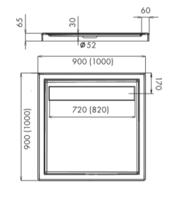 Brodzik kwadratowy 100x100x6,5cm Schedpol Camparo 3.082 rys.tech.