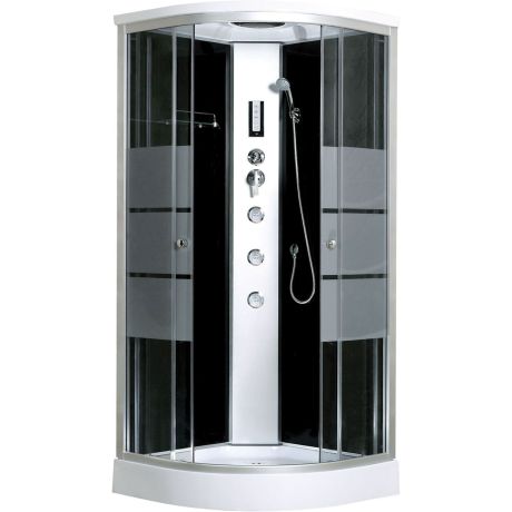 Przejdź do produktu Kabina prysznicowa półokrągła 89x89 cm Kerra Lisa 90 z hydromasażem i brodzikiem