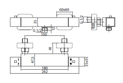 Sphera Docce Zestaw prysznicowy z deszczownicą i baterią termostatyczną chrom TM2Q56058CR - bateria TM2Q 
