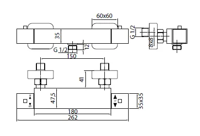 Sphera Docce Zestaw prysznicowy z deszczownicą i baterią termostatyczną chrom TM2Q56058CR - bateria TM2Q 