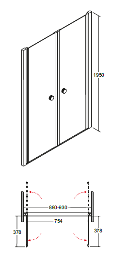 Drzwi prysznicowe wahadłowe 90x195 cm Besco Sinco Due 90