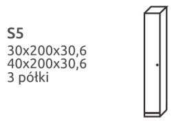Słupek łazienkowy z MDF wysoki S5 z drzwiczkami rysunek techniczny