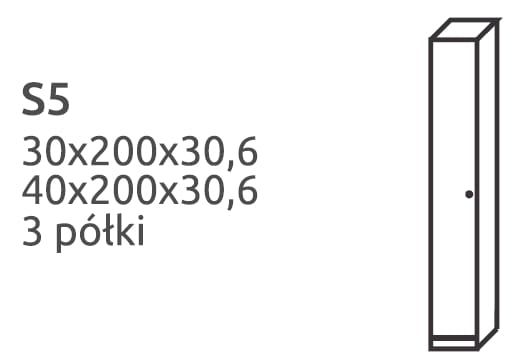 Słupek łazienkowy z MDF wysoki S5 z drzwiczkami rysunek techniczny