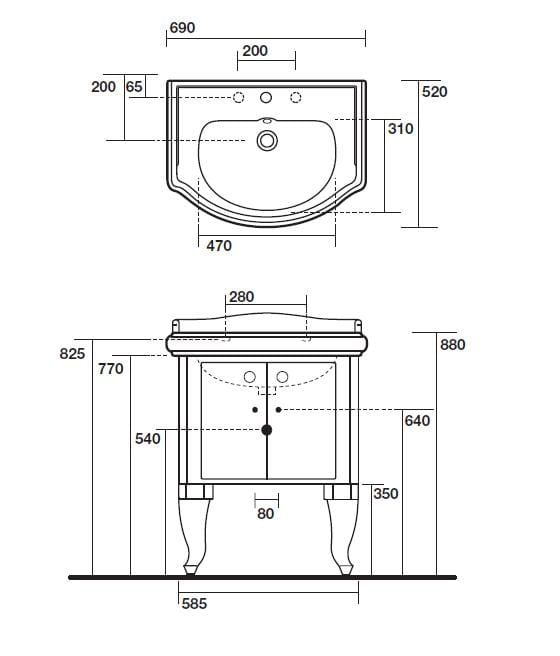 Kerasan Retro szafka podumywalkowa 58x52 cm czarna 7361K2