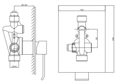 Bateria podtynkowa Kohlman Axis QW220N chrom rys. tech.