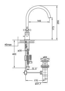 Bateria umywalkowa Steinberg seria 250 chrom 2501500