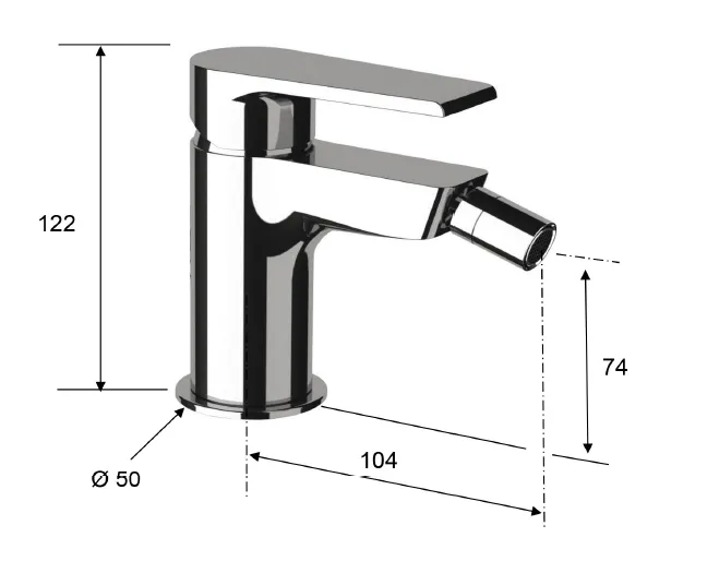 Bateria bidetowa 12 cm dźwigniowa Sapho Kai KA03 chrom