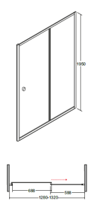 Drzwi prysznicowe 130x195 cm Besco Duo Slide 130 rys. tech.